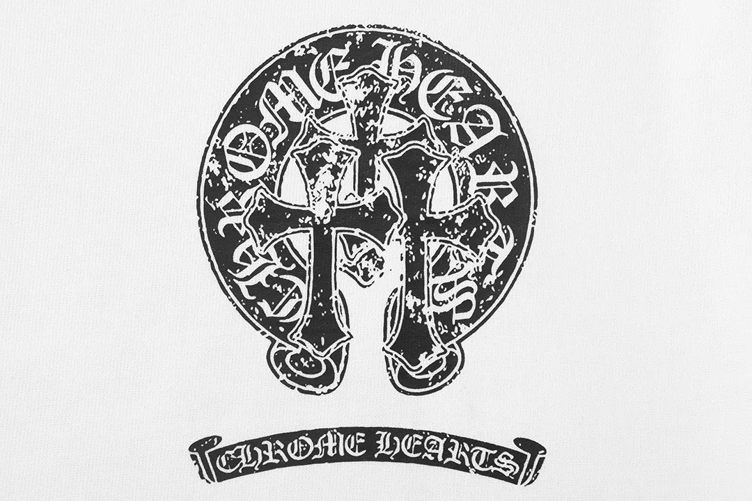 P150 Chrome Hearts 2026 official website new style cross letter logo on front and back, same style for men and women, short-sleeved T-shirt ·Customized 300g 100% double yarn pure cotton fabric ·Dyeing 32 counts double thread ·Collar label, hangtag, main mark and three labels complete Color: White Size: XS S M L